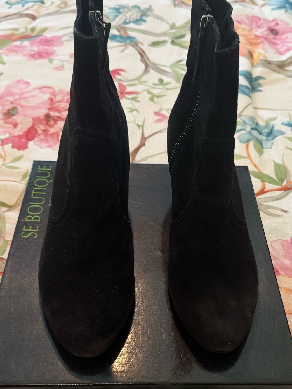 🌹Sam Edelman Boutique Black Suede Ankle Booties W/Side Zip